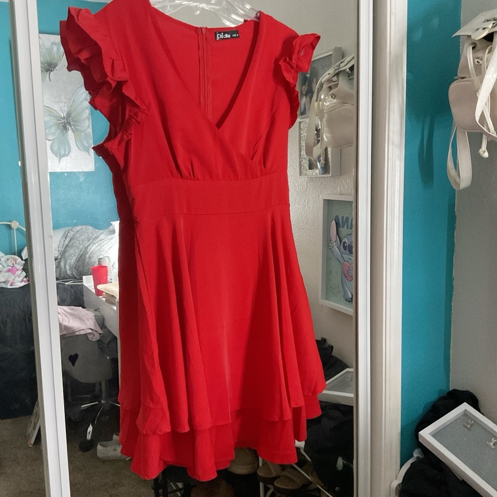 Chic Red Ruffle Mini Dress